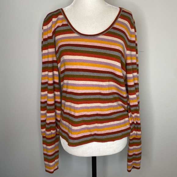 Madewell Puff sleeves Scoop Neck striped Top - Picture 3 of 10